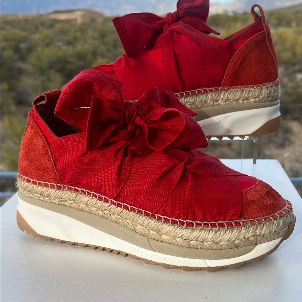 Free People Chapmin Espadrille Red Sneakers with Bow 7 1/2 - 8 ⁉️